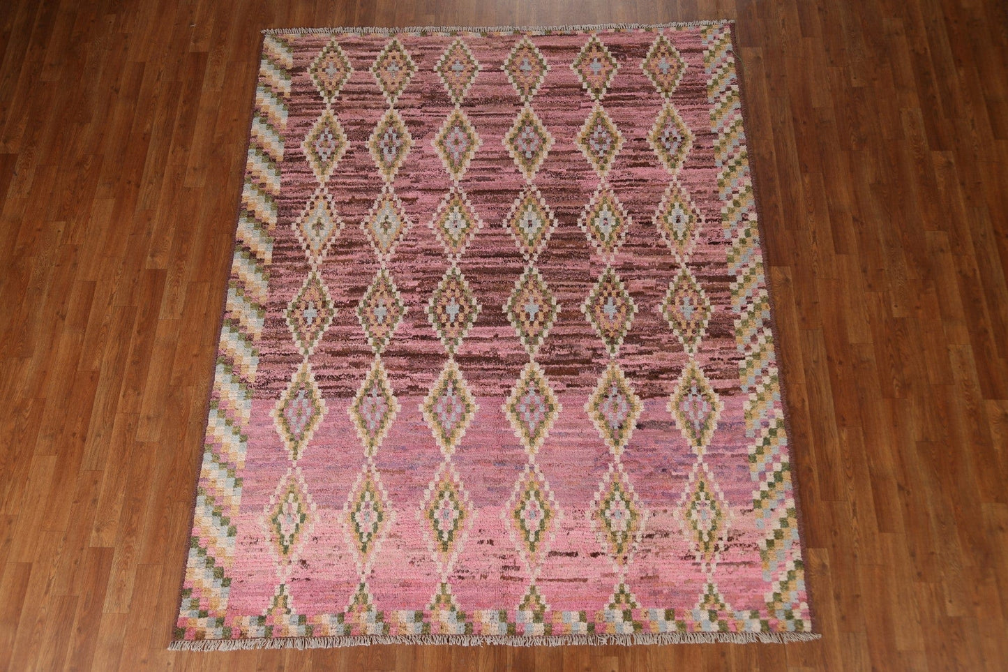 Pink Geometric Moroccan Area Rug 6x8