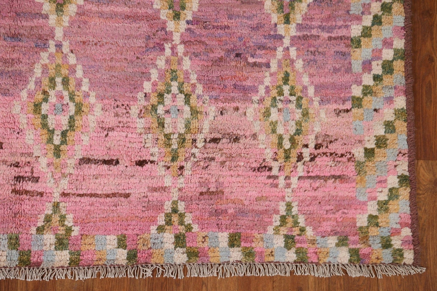 Pink Geometric Moroccan Area Rug 6x8