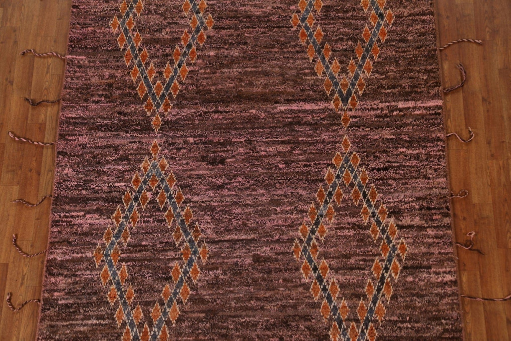 Brown/ Pink Moroccan Wool Area Rug 6x8