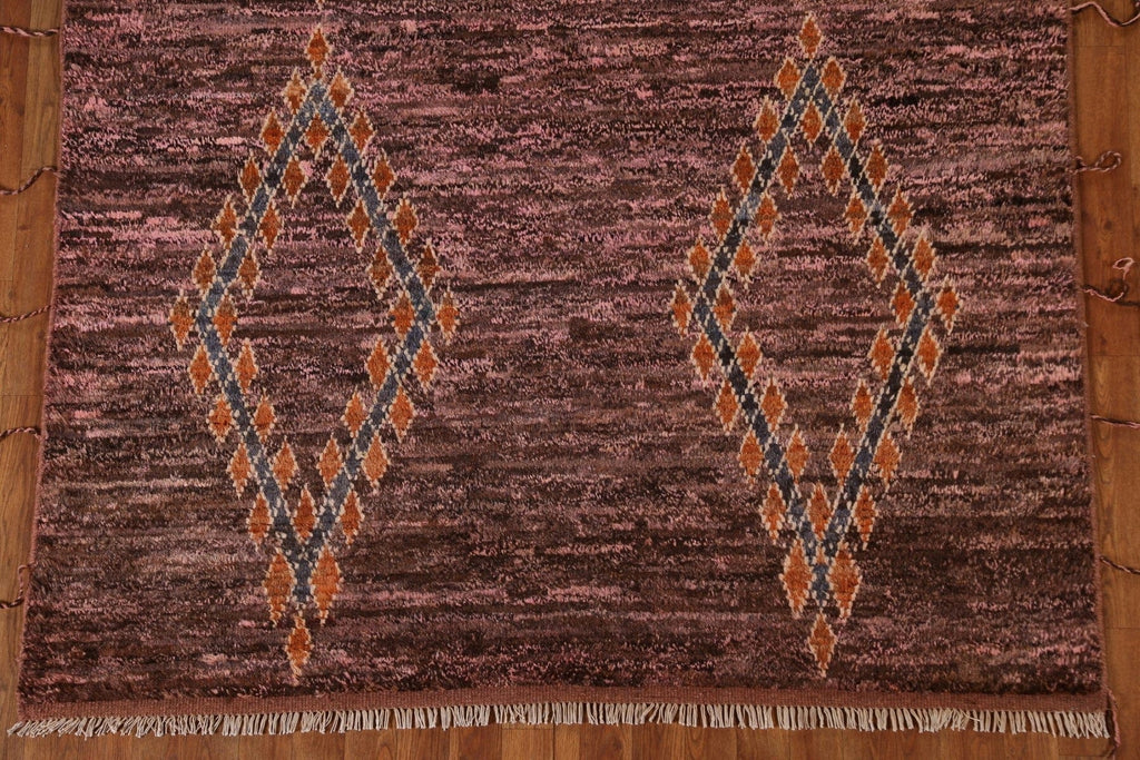 Brown/ Pink Moroccan Wool Area Rug 6x8