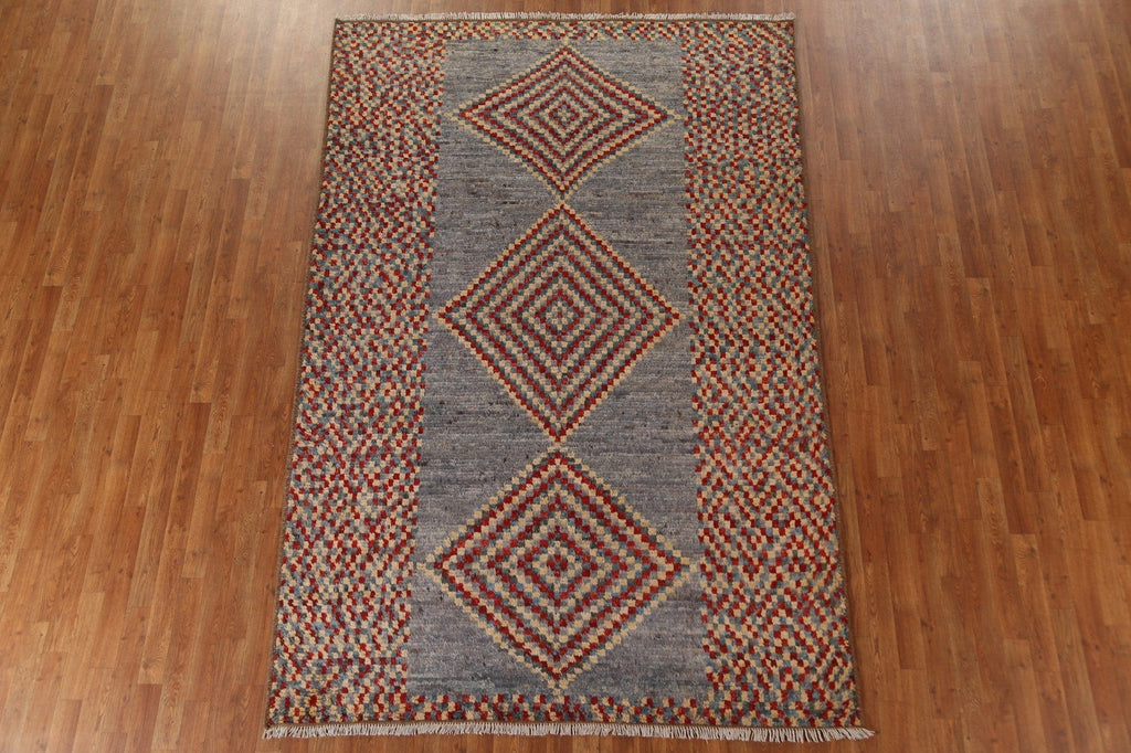 Checkered Moroccan Wool Area Rug 6x10