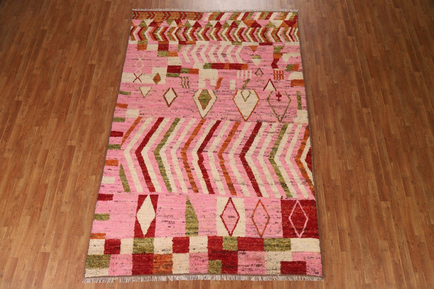 Pink Moroccan Geometric Area Rug 6x10