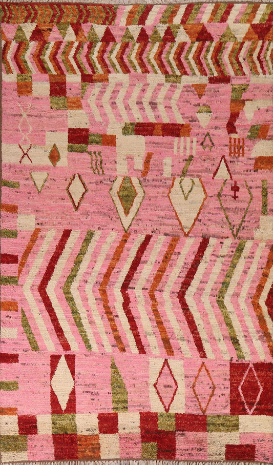 Pink Moroccan Geometric Area Rug 6x10