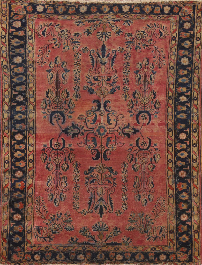 Pre-1900 Antique Sarouk Persian Area Rug 6x7