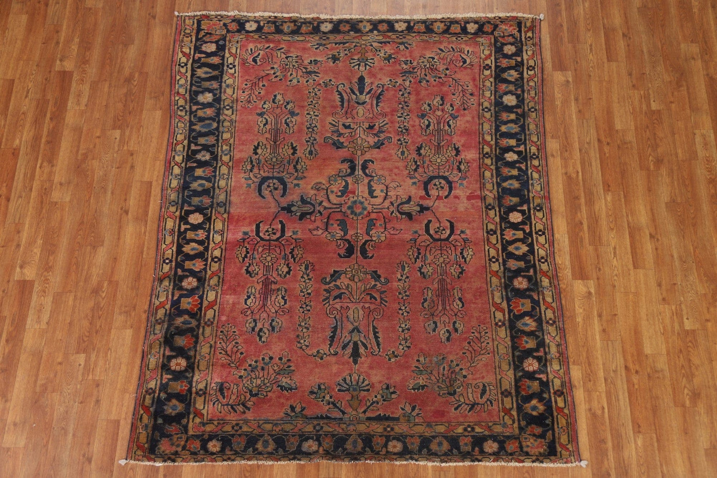 Pre-1900 Antique Sarouk Persian Area Rug 6x7