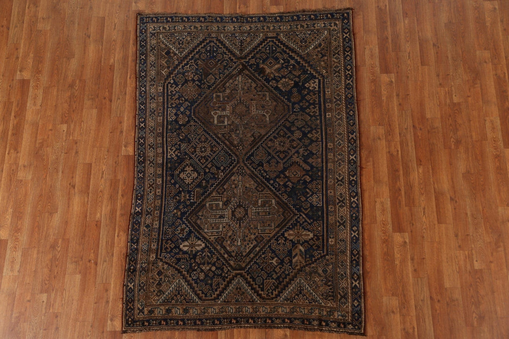 Pre-1900 Antique Qashqai Persian Area Rug 4x6