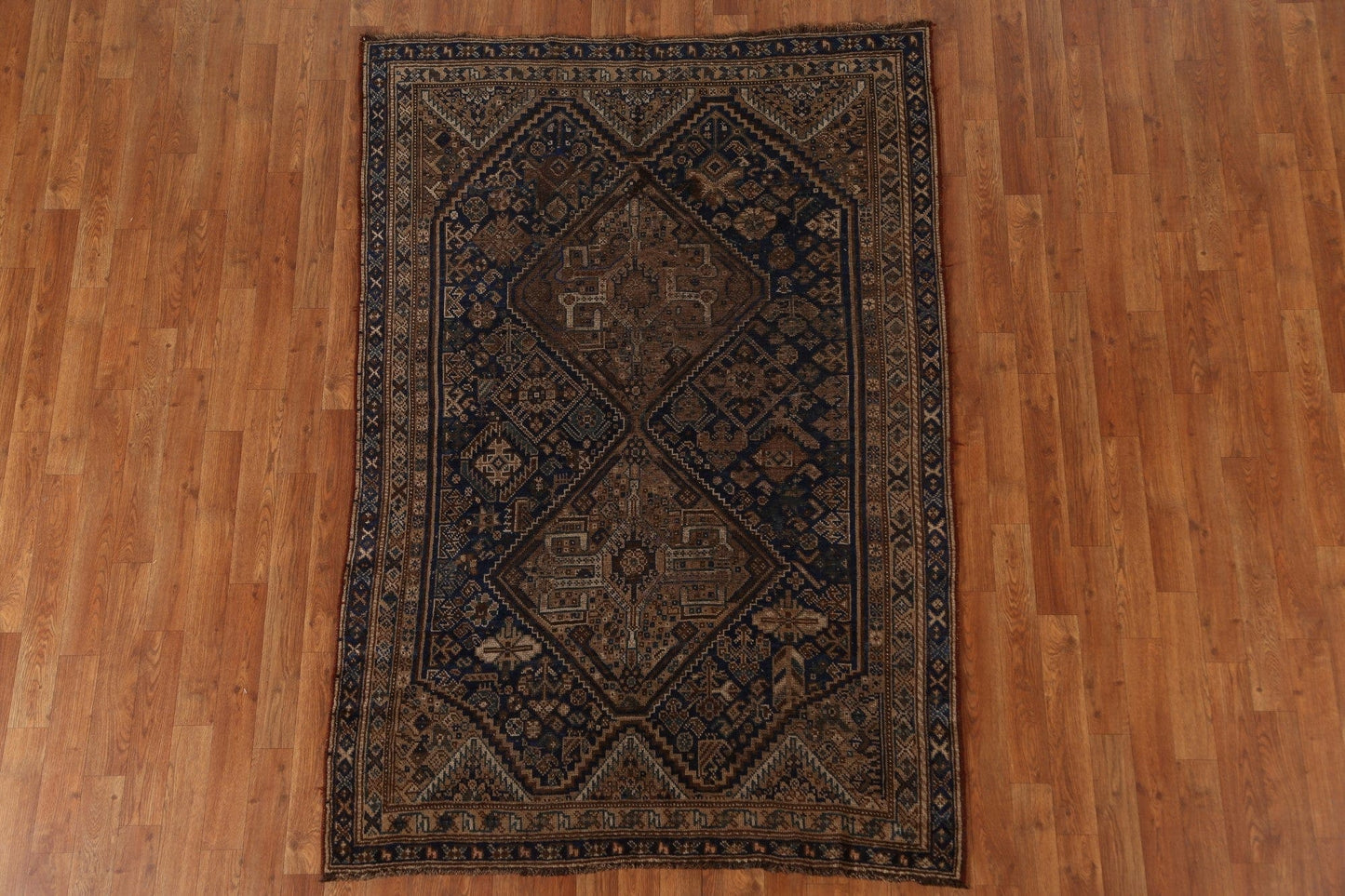 Pre-1900 Antique Qashqai Persian Area Rug 4x6