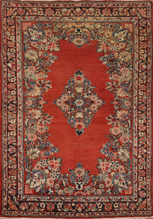 Vintage Red Mahal Persian Area Rug 5x6