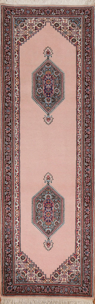 Pink Geometric Bidjar Oriental Runner Rug 2x9