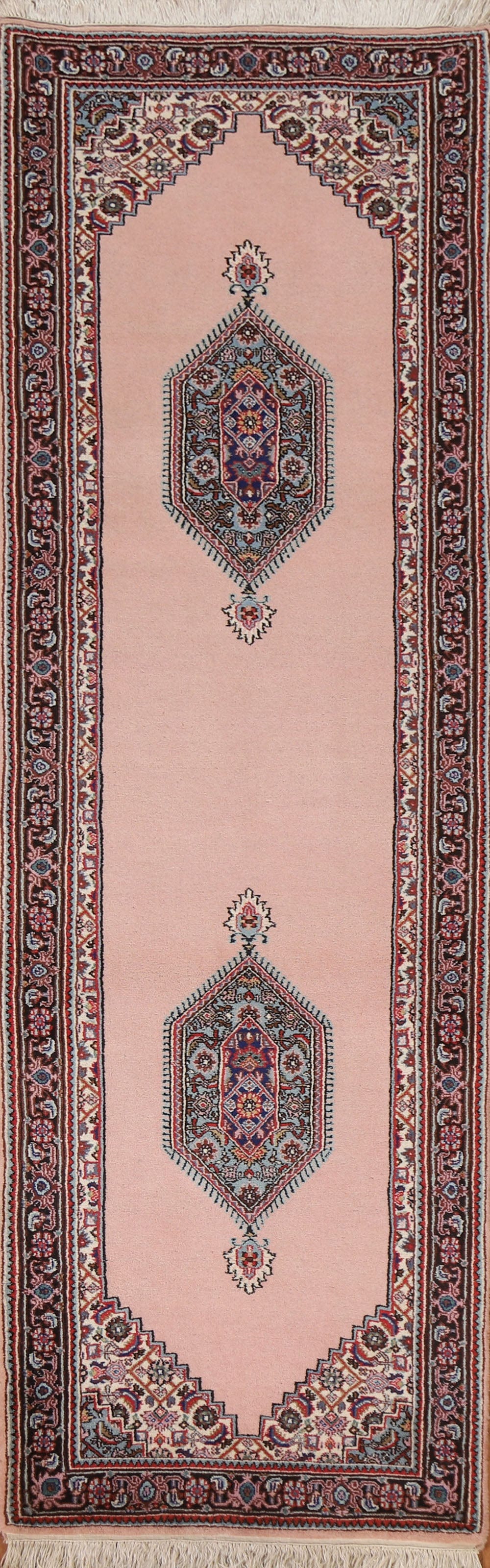 Pink Geometric Bidjar Oriental Runner Rug 2x9