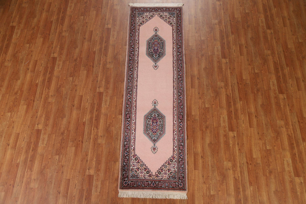 Pink Geometric Bidjar Oriental Runner Rug 2x9