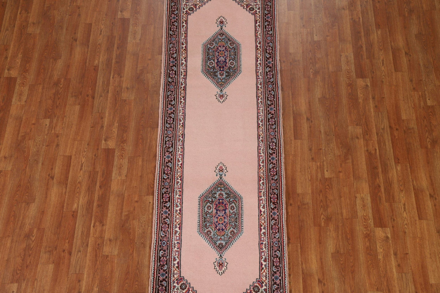 Pink Geometric Bidjar Oriental Runner Rug 2x9