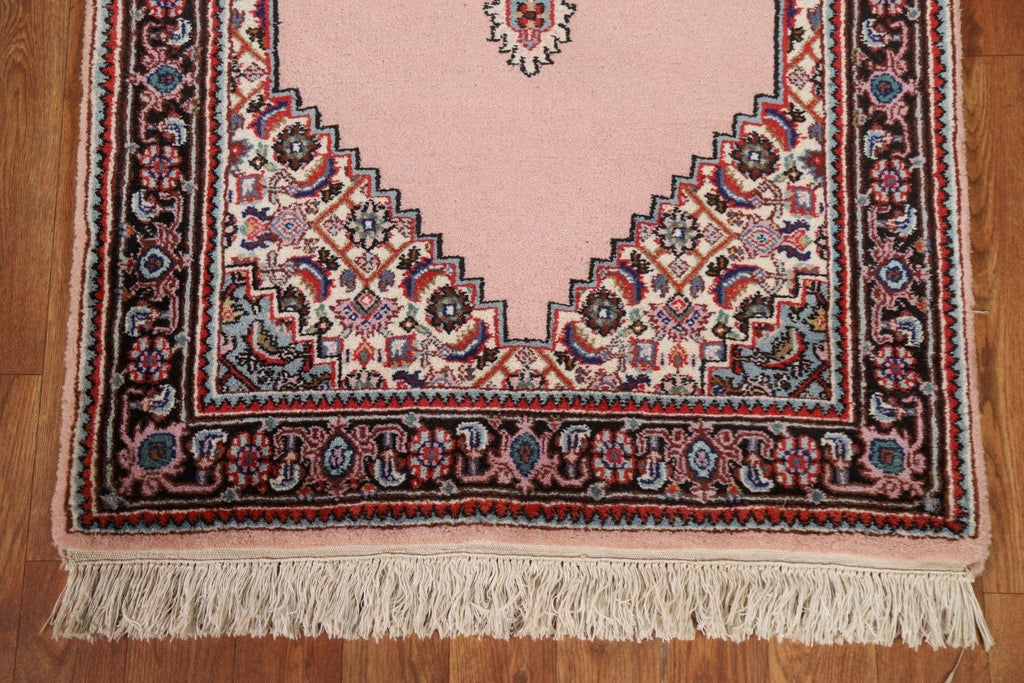 Pink Geometric Bidjar Oriental Runner Rug 2x9