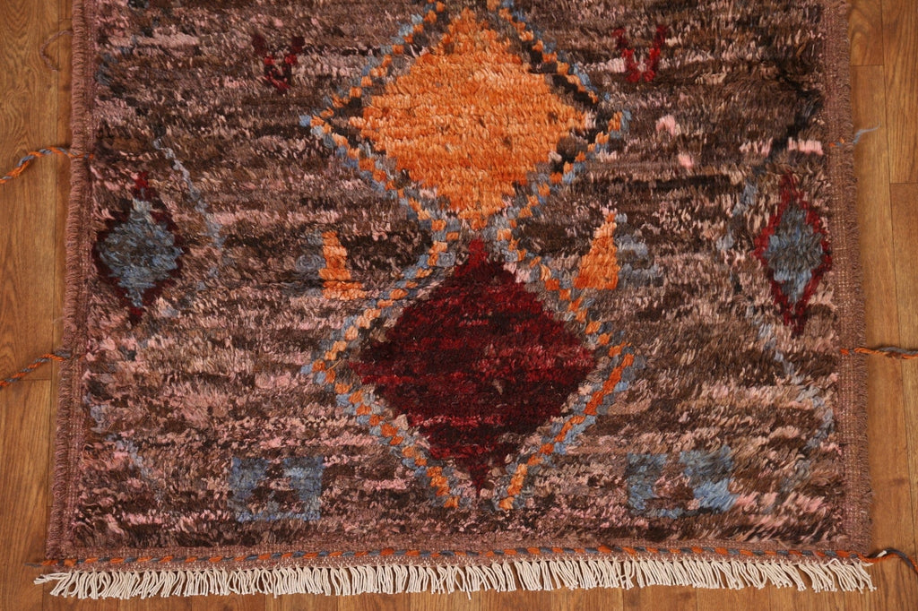 Pink/ Brown Moroccan Runner Rug 3x10