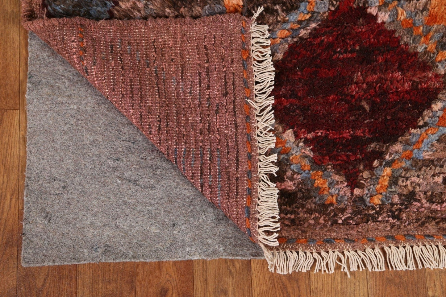 Pink/ Brown Moroccan Runner Rug 3x10