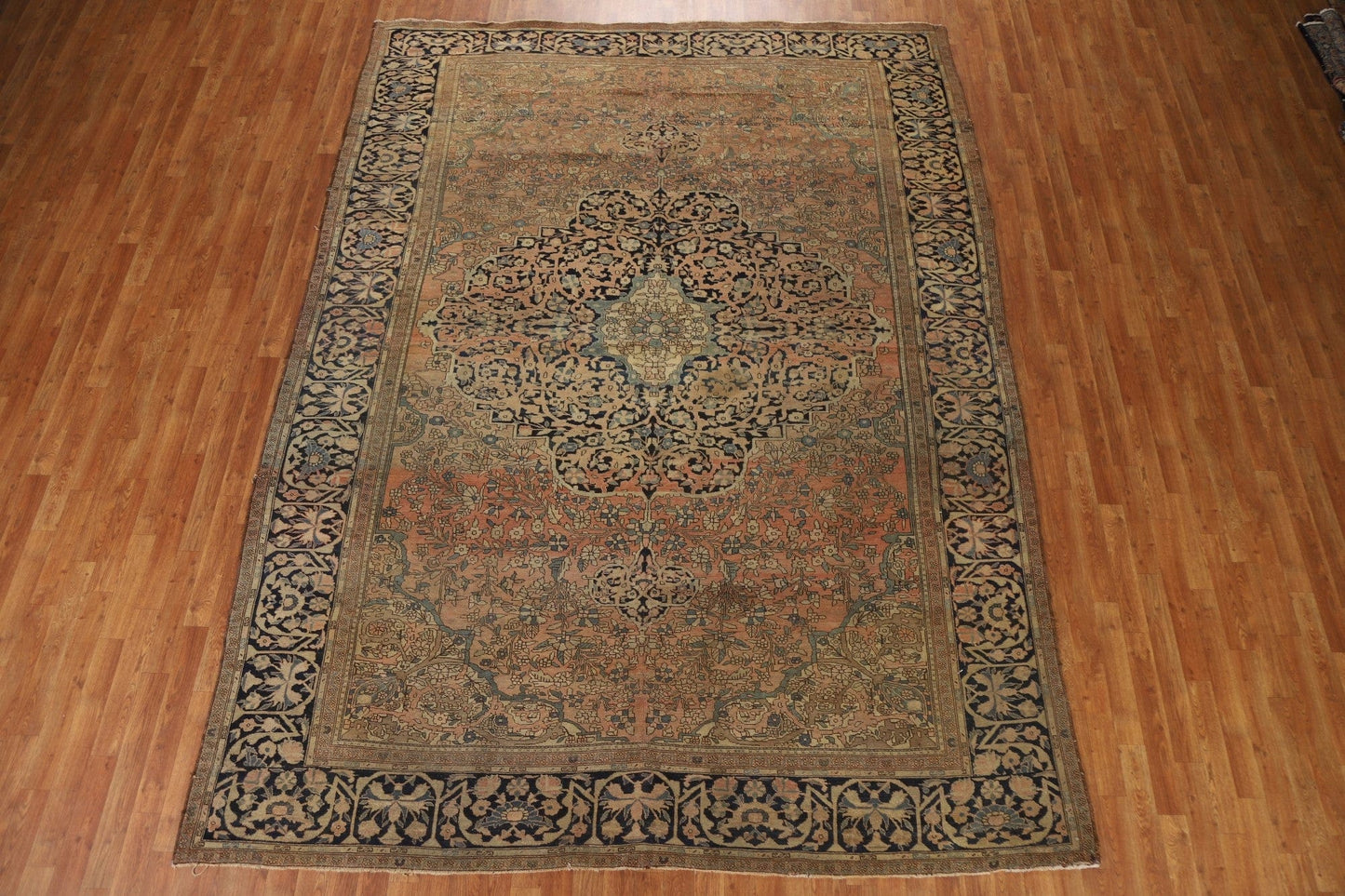 Pre-1900 Antique Vegetable Dye Sarouk Farahan Persian Rug 9x12