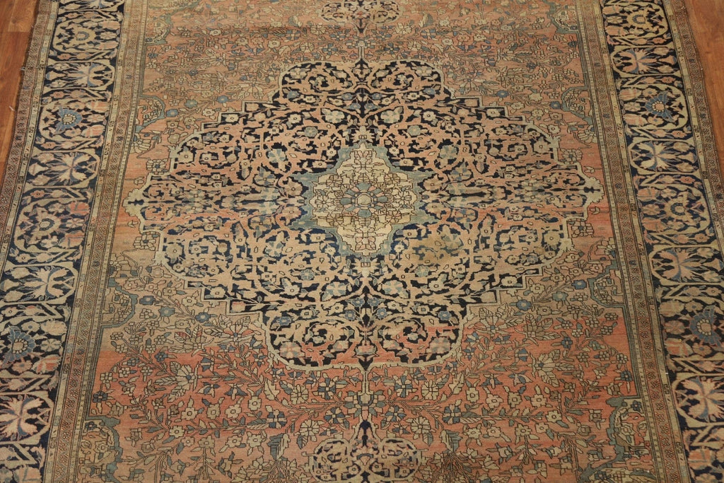 Pre-1900 Antique Vegetable Dye Sarouk Farahan Persian Rug 9x12