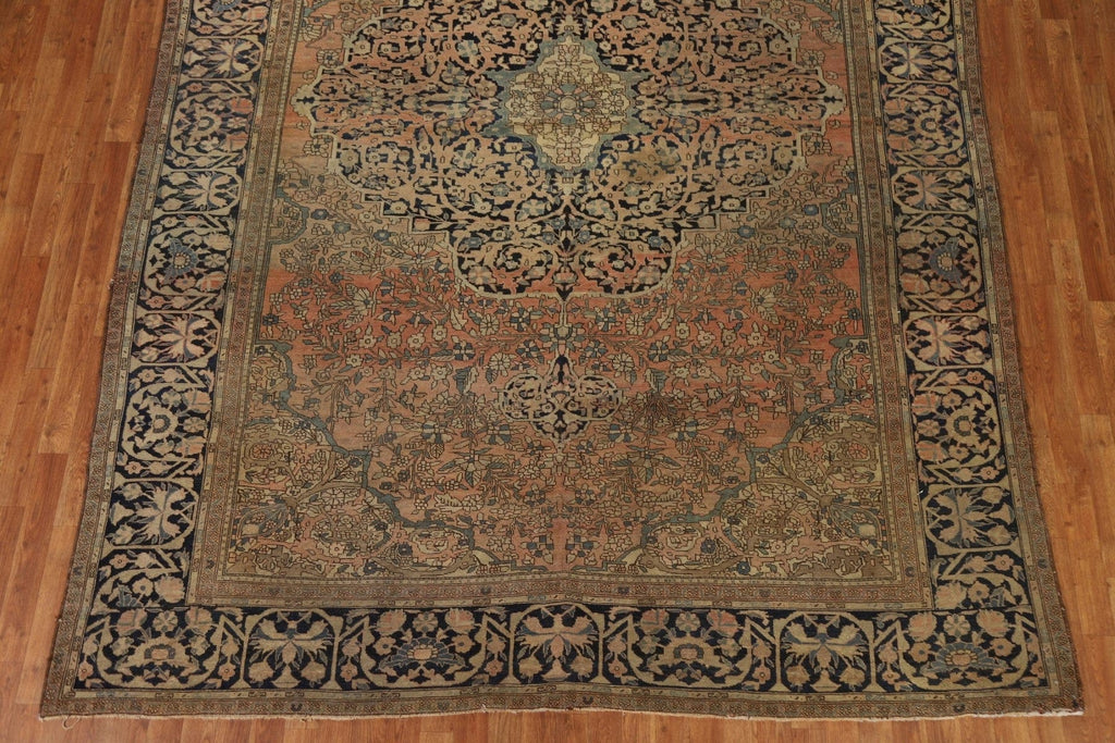 Pre-1900 Antique Vegetable Dye Sarouk Farahan Persian Rug 9x12