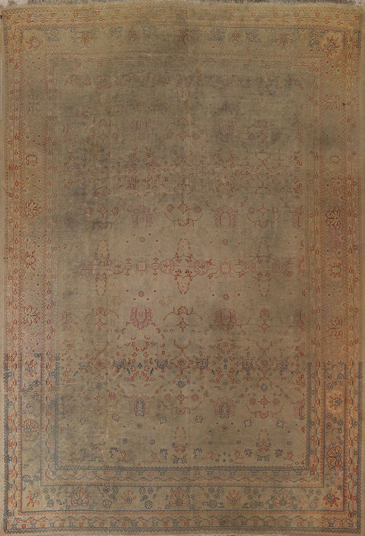 Pre-1900 Antique Vegetable Dye Oushak Turkish Rug 10x13