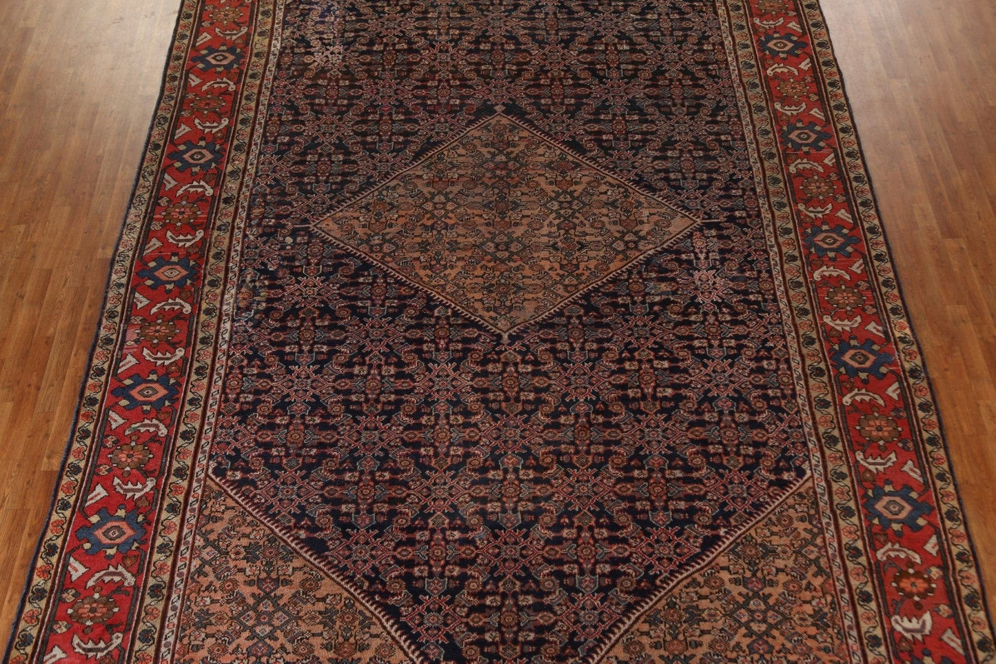 Pre-1900 Antique Vegetable Dye Mahal Persian Rug 11x17