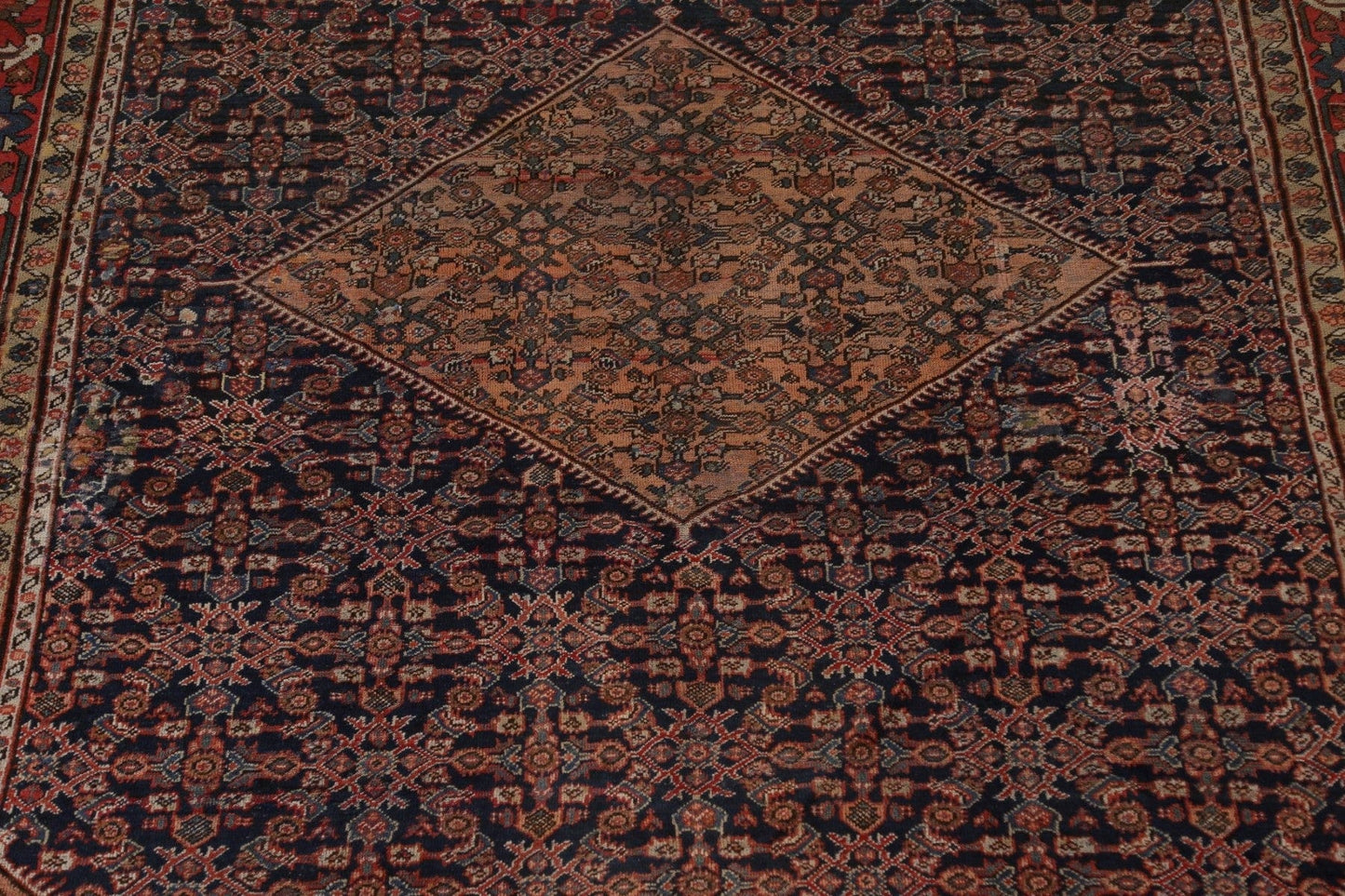 Pre-1900 Antique Vegetable Dye Mahal Persian Rug 11x17