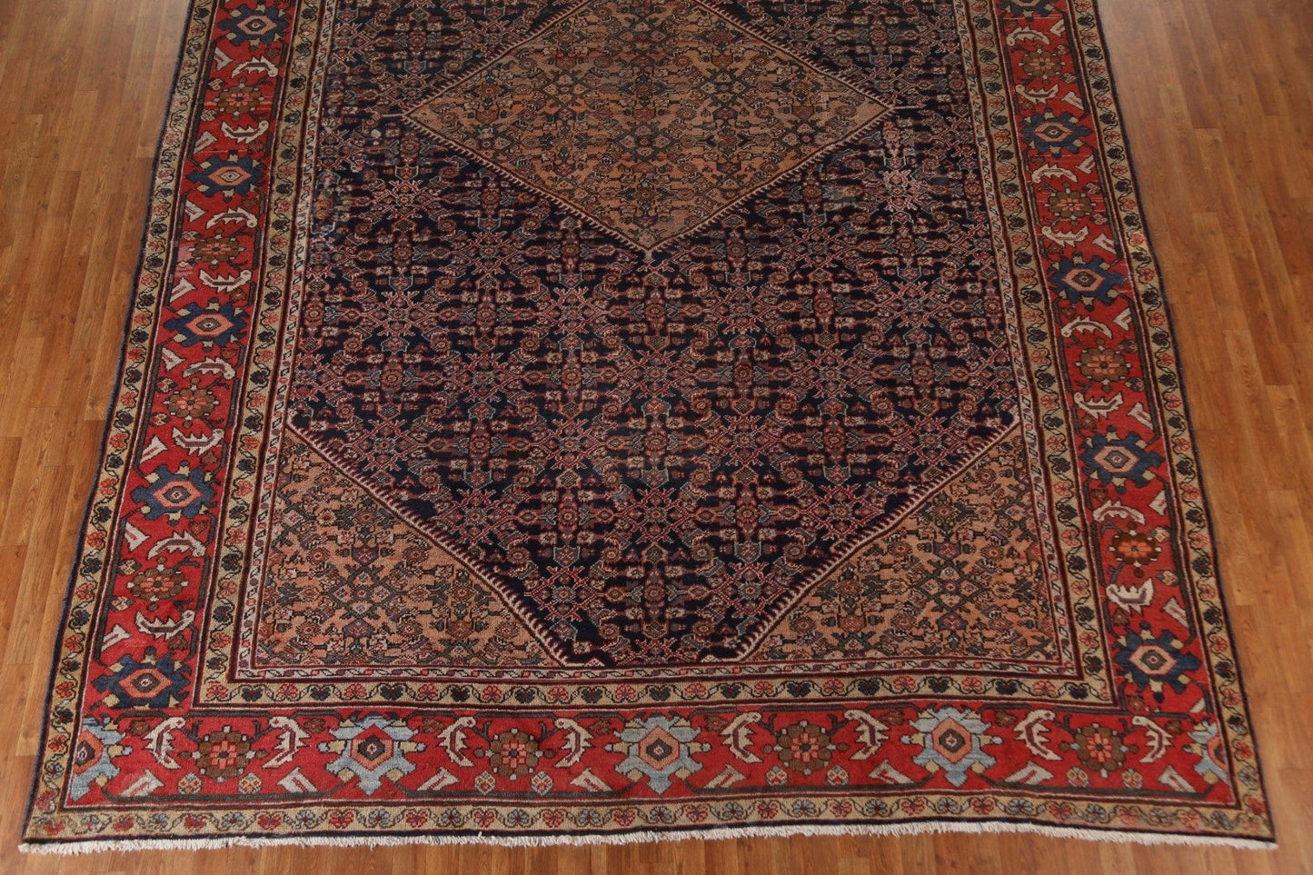 Pre-1900 Antique Vegetable Dye Mahal Persian Rug 11x17