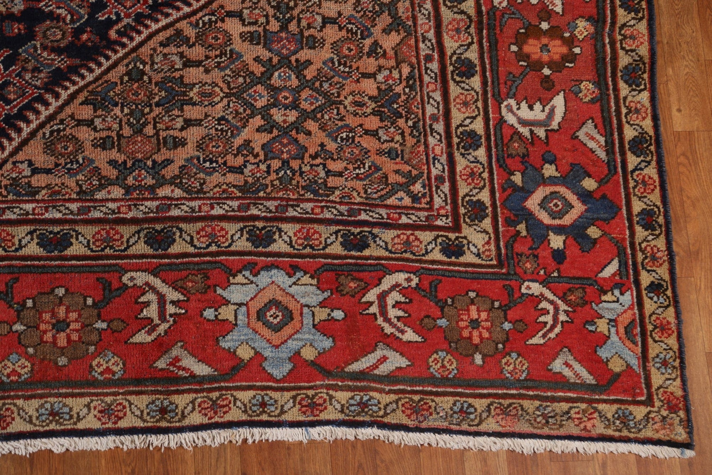 Pre-1900 Antique Vegetable Dye Mahal Persian Rug 11x17