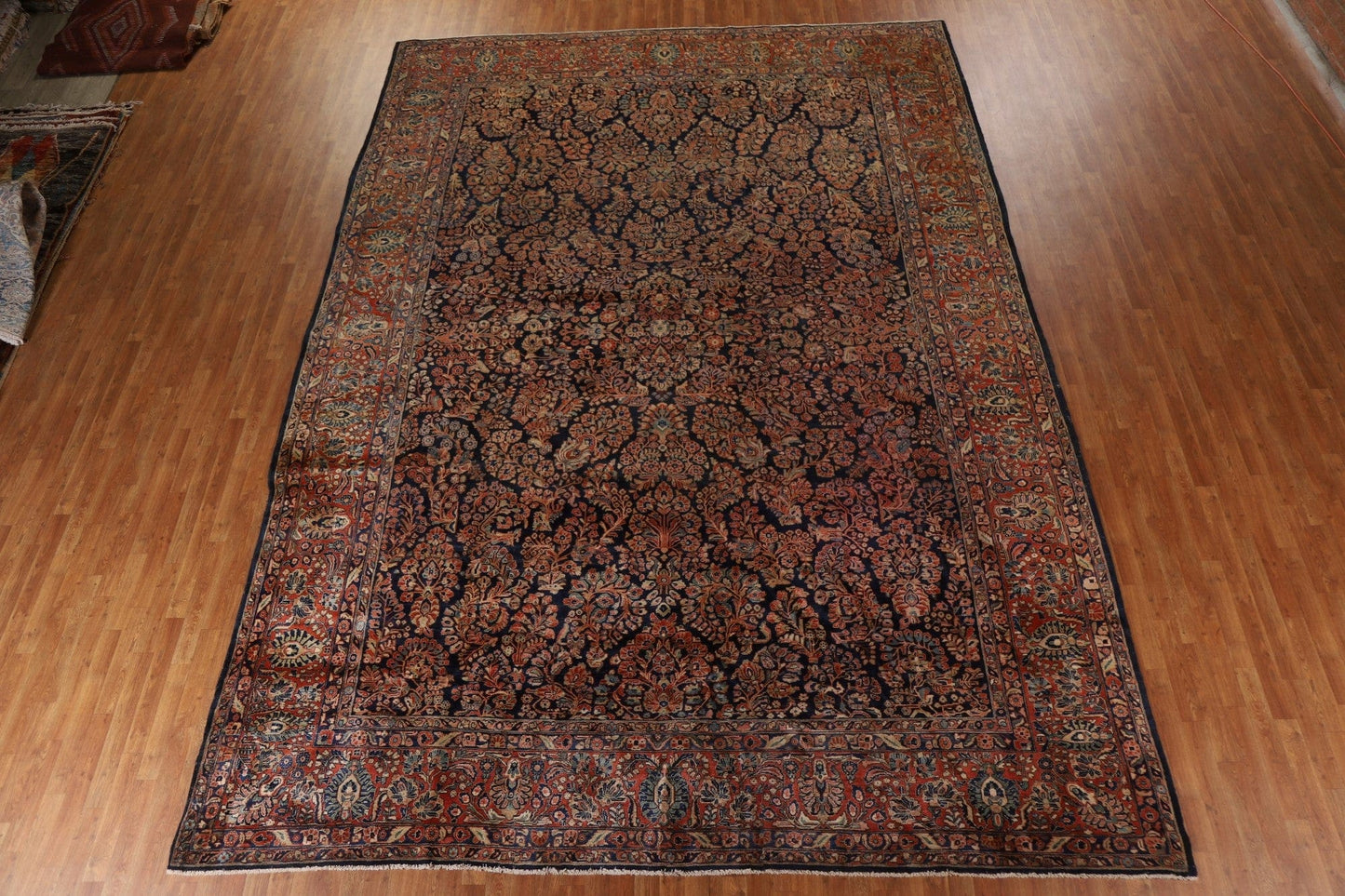 Antique Vegetable Dye Sarouk Mohajeran Persian Large Rug 12x16