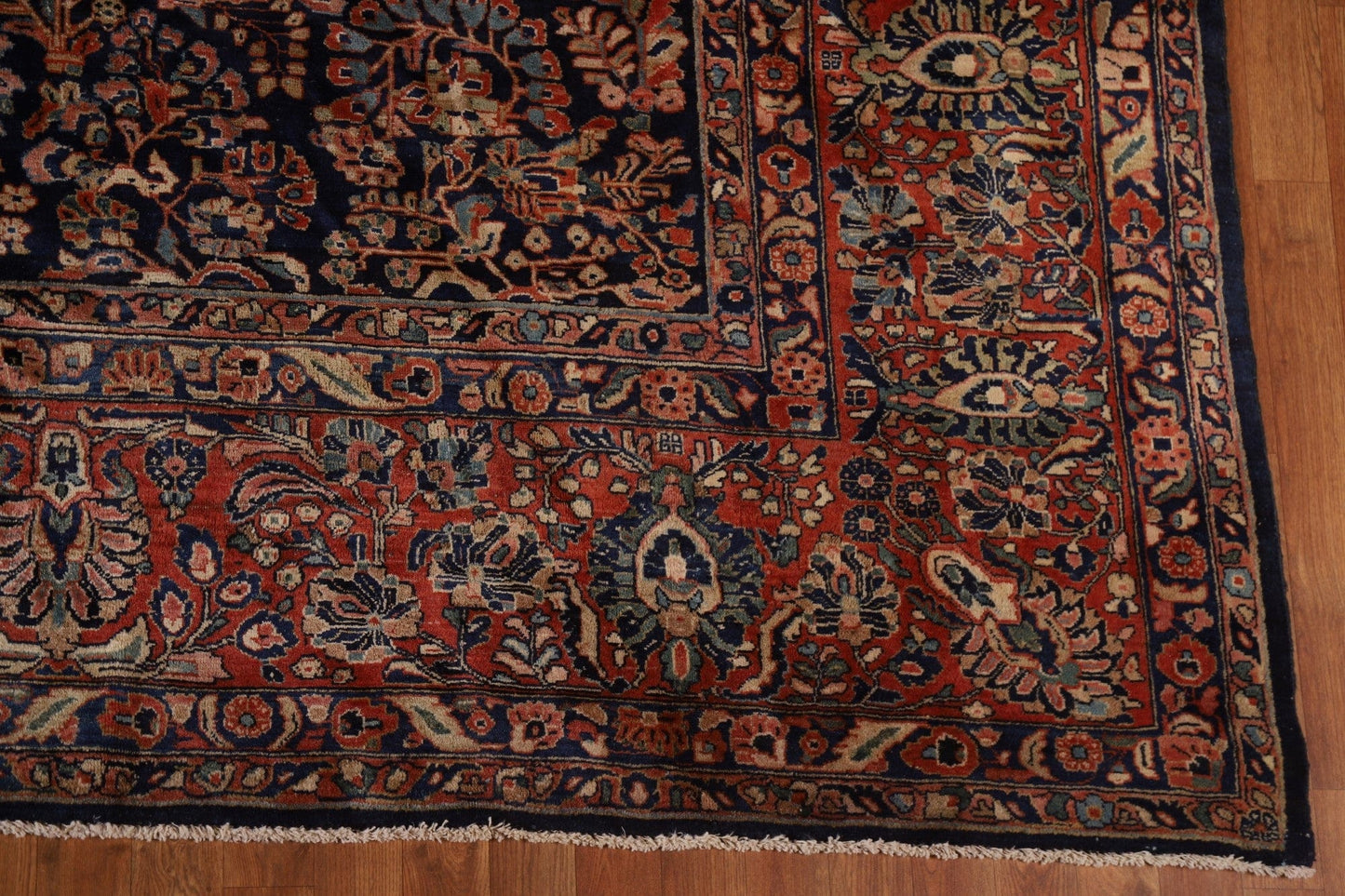 Antique Vegetable Dye Sarouk Mohajeran Persian Large Rug 12x16