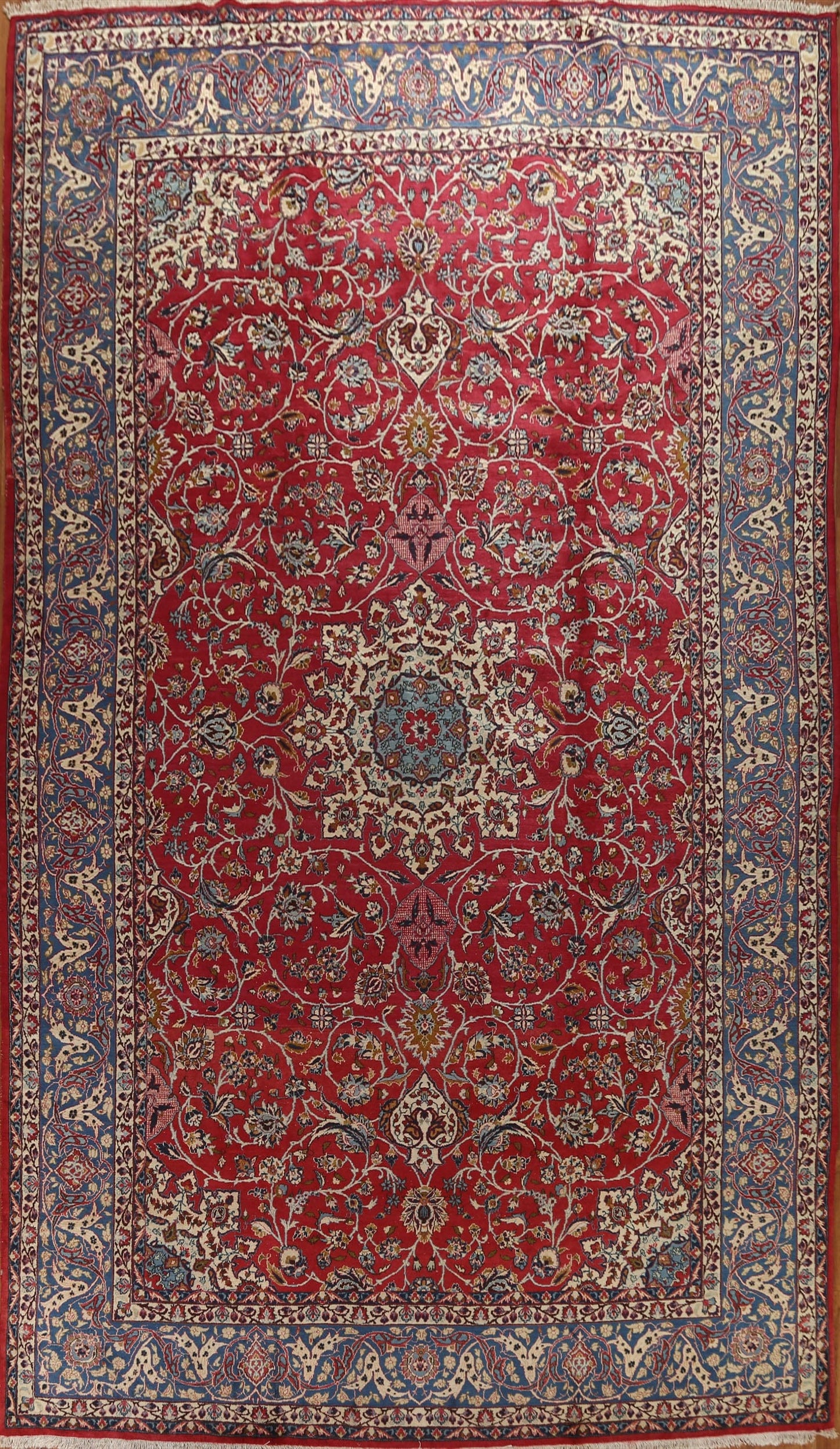 Antique Vegetable Dye Isfahan Persian Large Rug 10x15