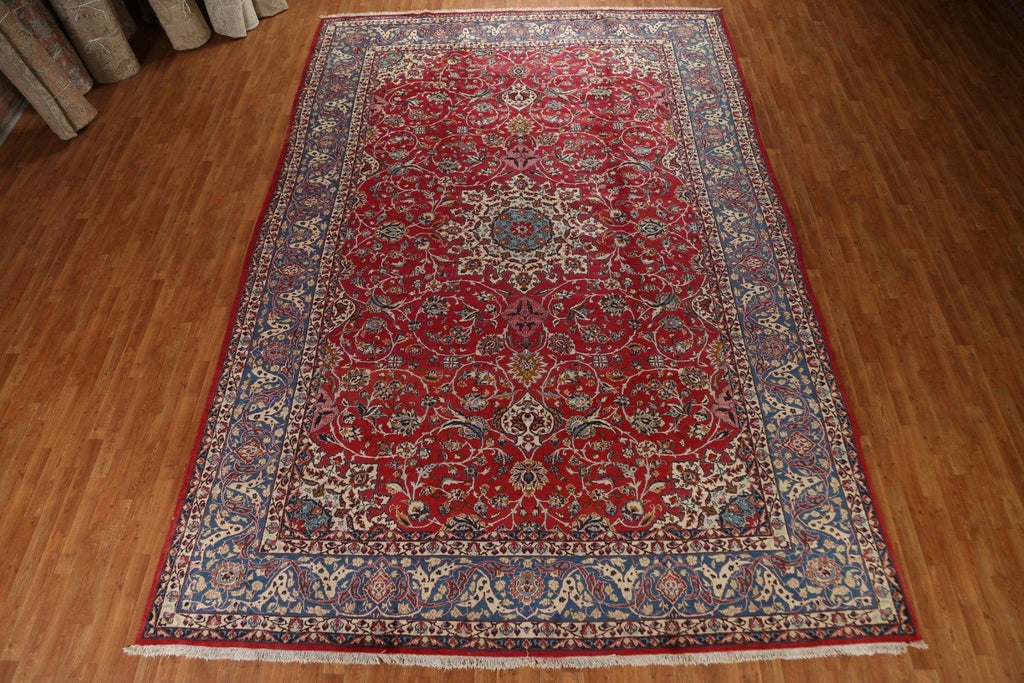 Antique Vegetable Dye Isfahan Persian Large Rug 10x15