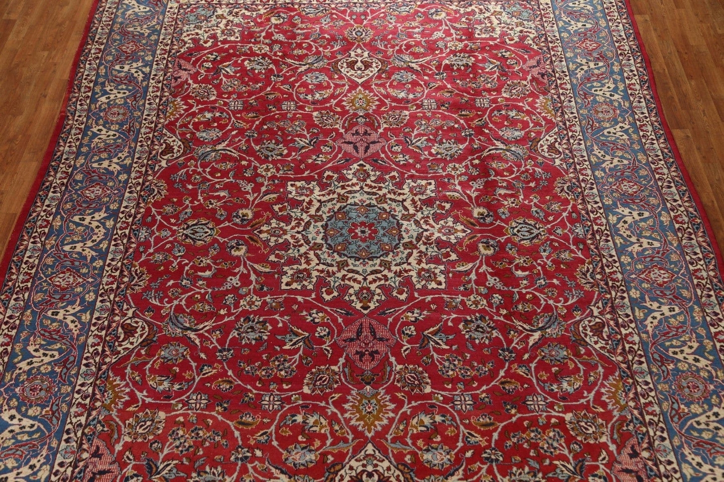 Antique Vegetable Dye Isfahan Persian Large Rug 10x15