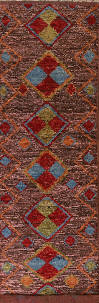 Pink/ Brown Moroccan Runner Rug 3x13