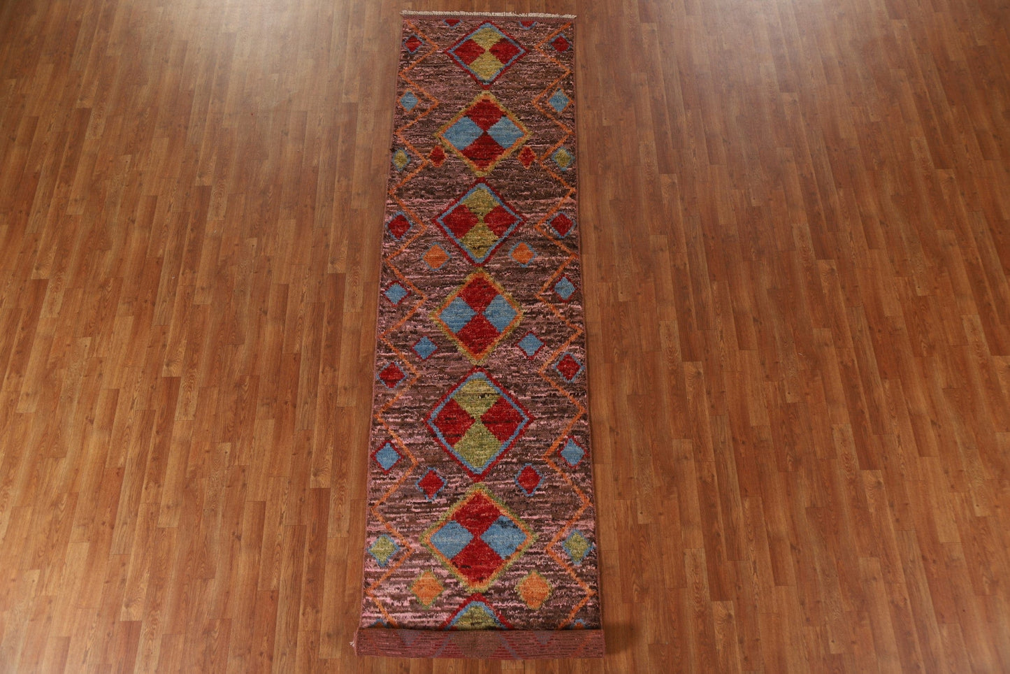 Pink/ Brown Moroccan Runner Rug 3x13