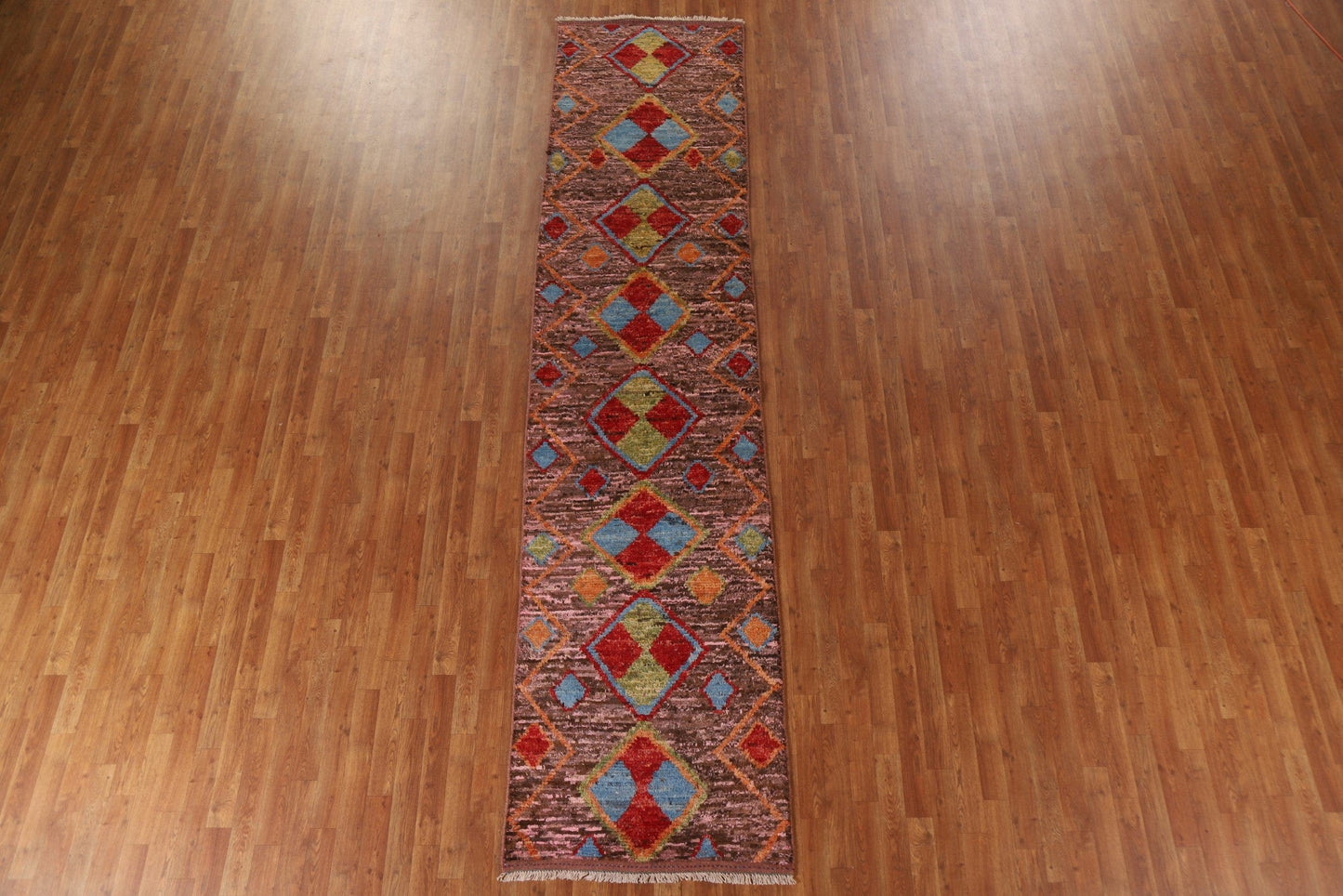 Pink/ Brown Moroccan Runner Rug 3x13