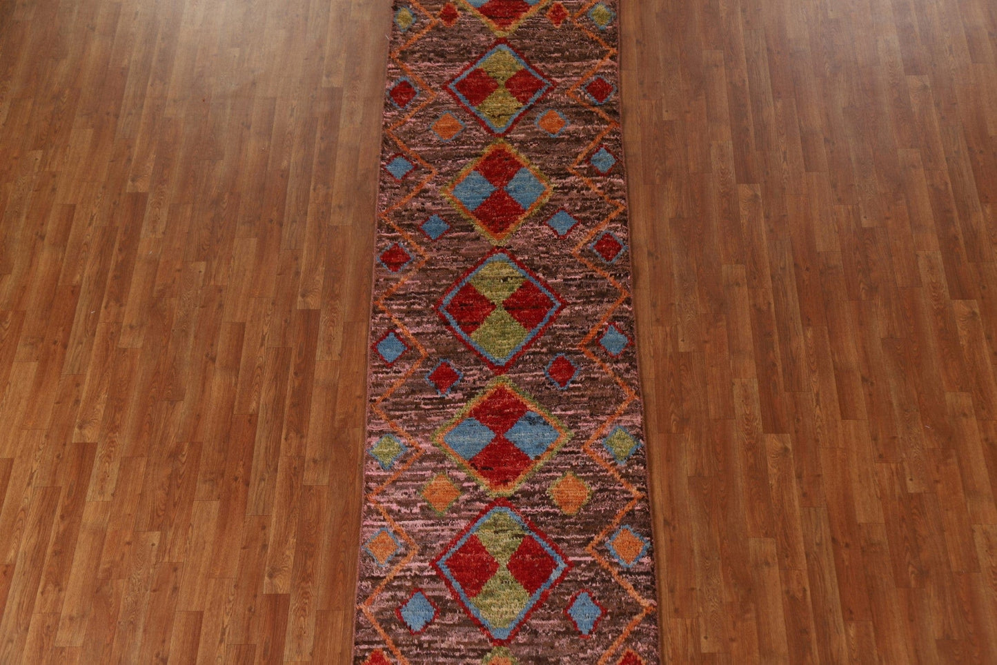 Pink/ Brown Moroccan Runner Rug 3x13