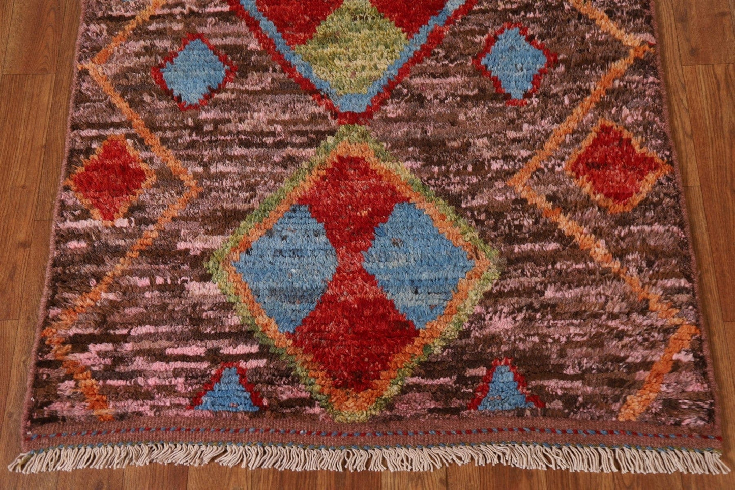 Pink/ Brown Moroccan Runner Rug 3x13