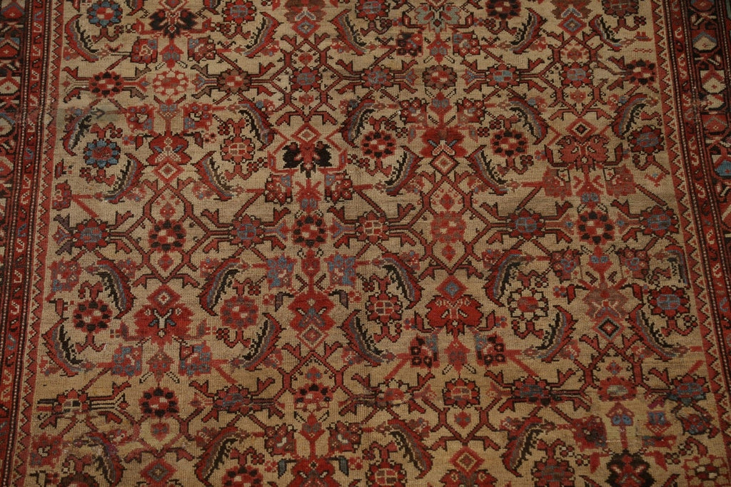 Pre-1900 Antique Vegetable Dye Heriz Bakhshayesh Persian Rug 7x13