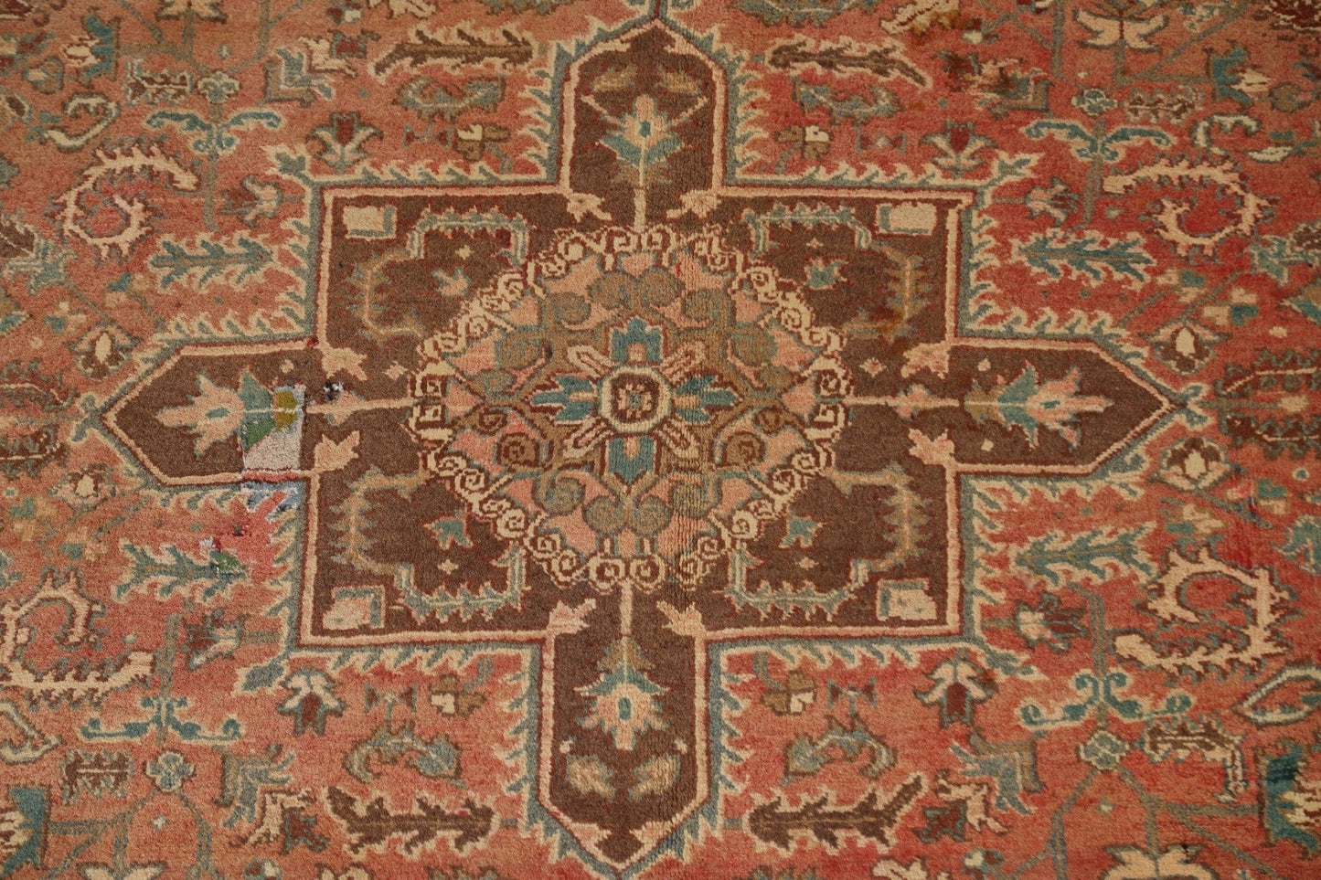 Geometric Wool Heriz Persian Area Rug 7x9