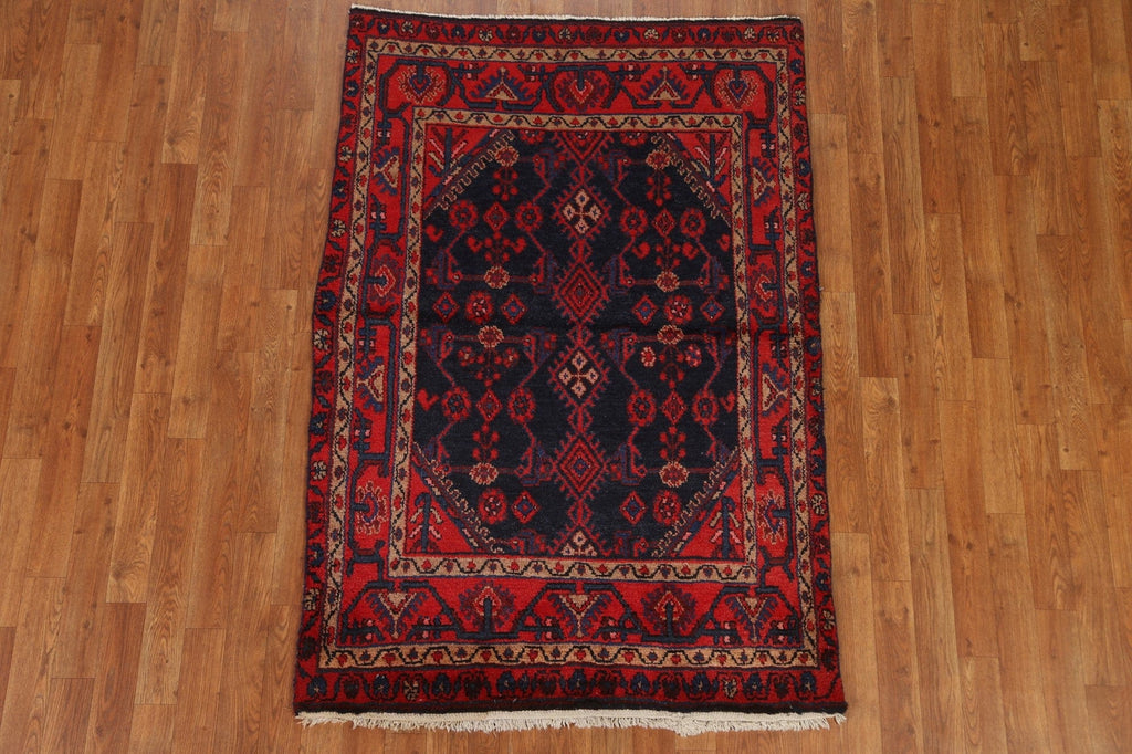 Vintage Wool Hamedan Persian Area Rug 4x5