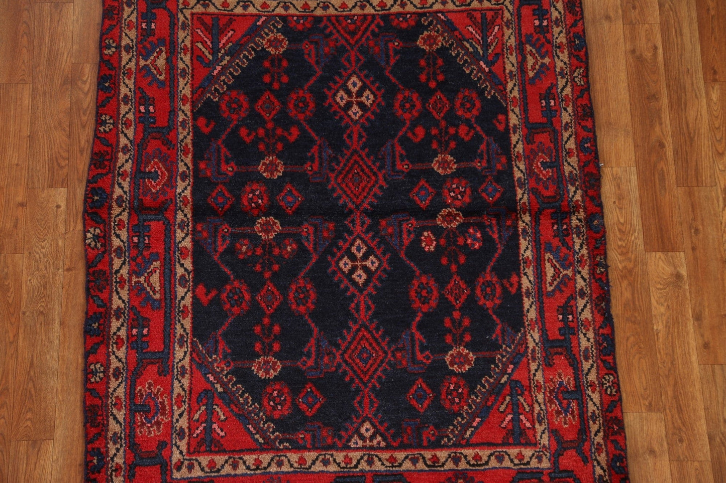 Vintage Wool Hamedan Persian Area Rug 4x5