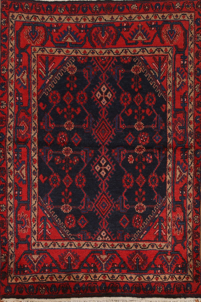 Vintage Wool Hamedan Persian Area Rug 4x5