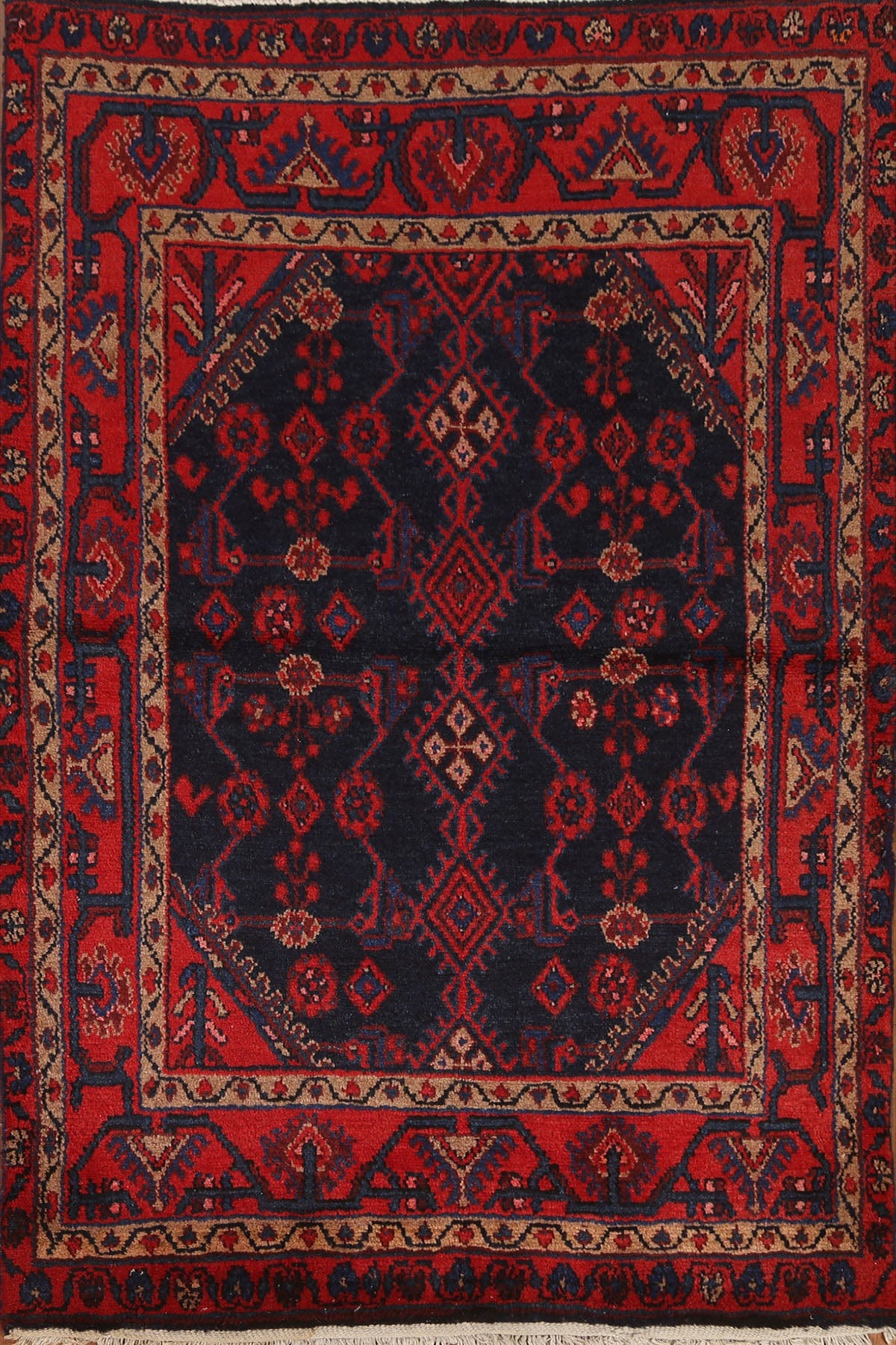 Vintage Wool Hamedan Persian Area Rug 4x5