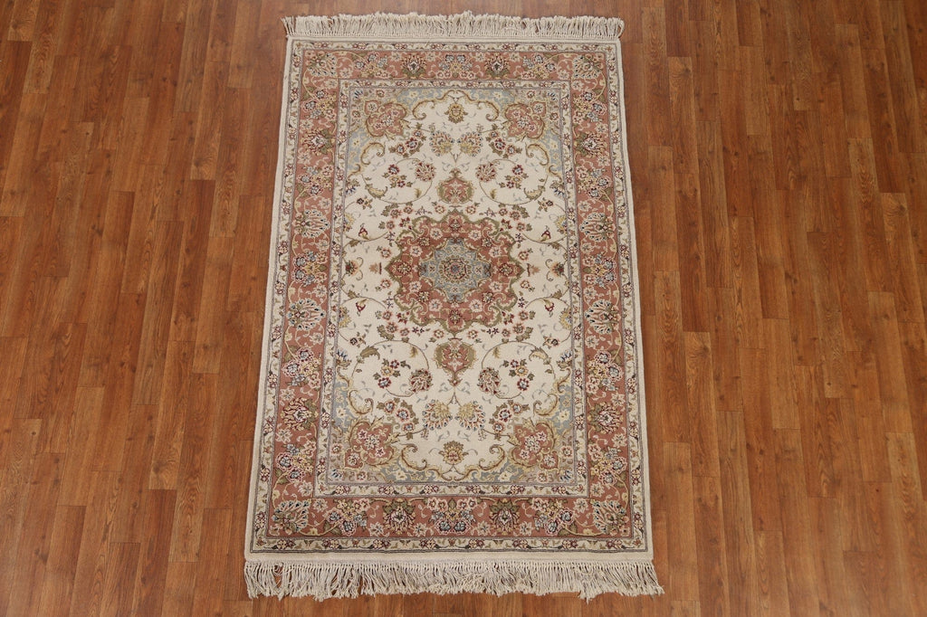 Wool & Silk Tabriz Persian Area Rug 4x6