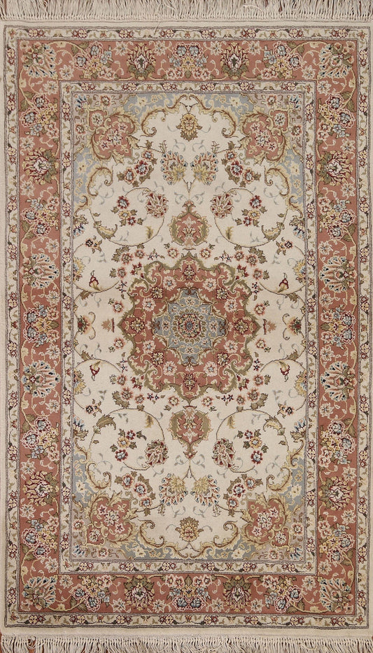 Wool & Silk Tabriz Persian Area Rug 4x6