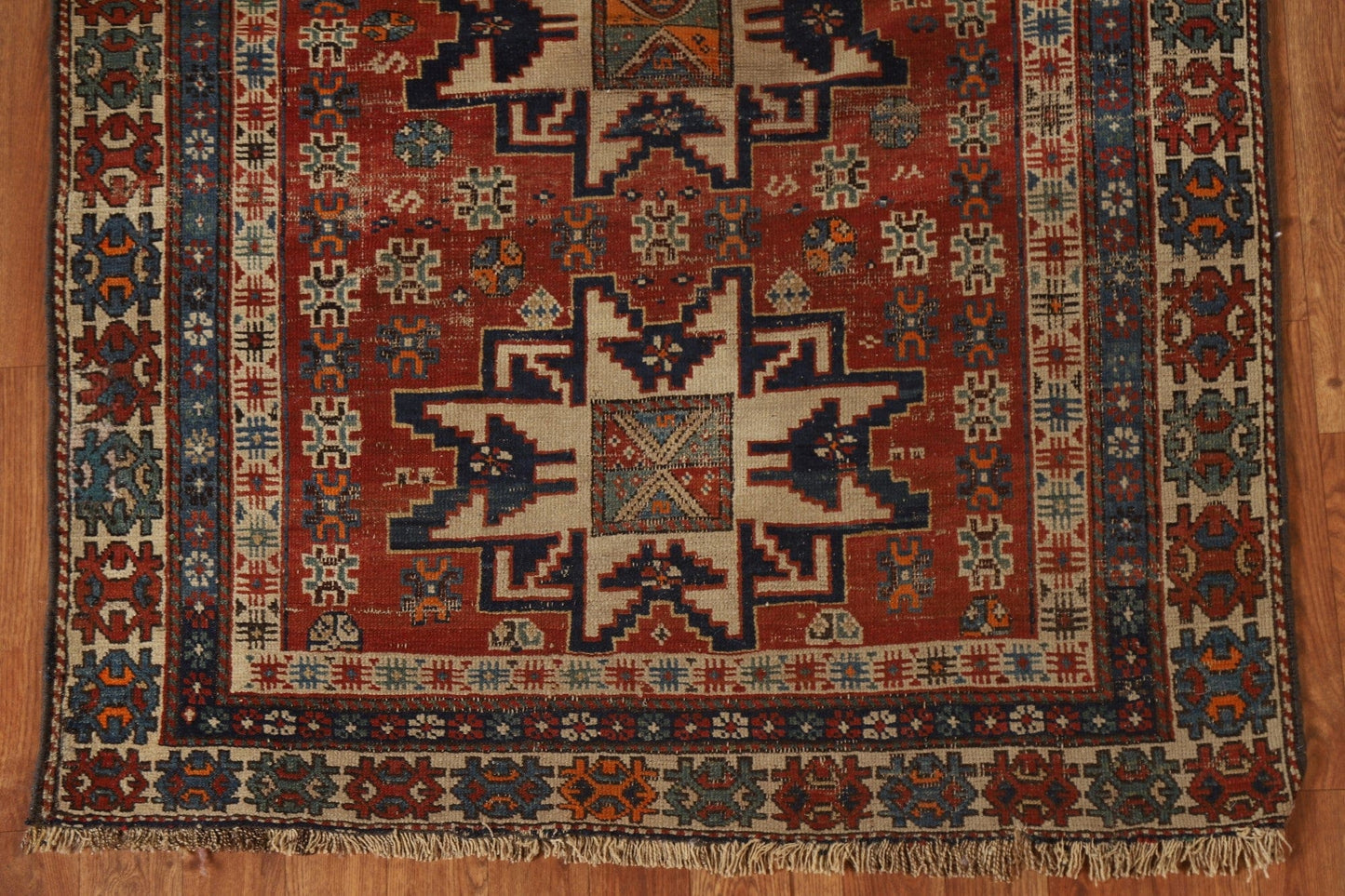 Pre-1900 Antique Vegetable Dye Kazak Caucasian Persian Rug 4x5