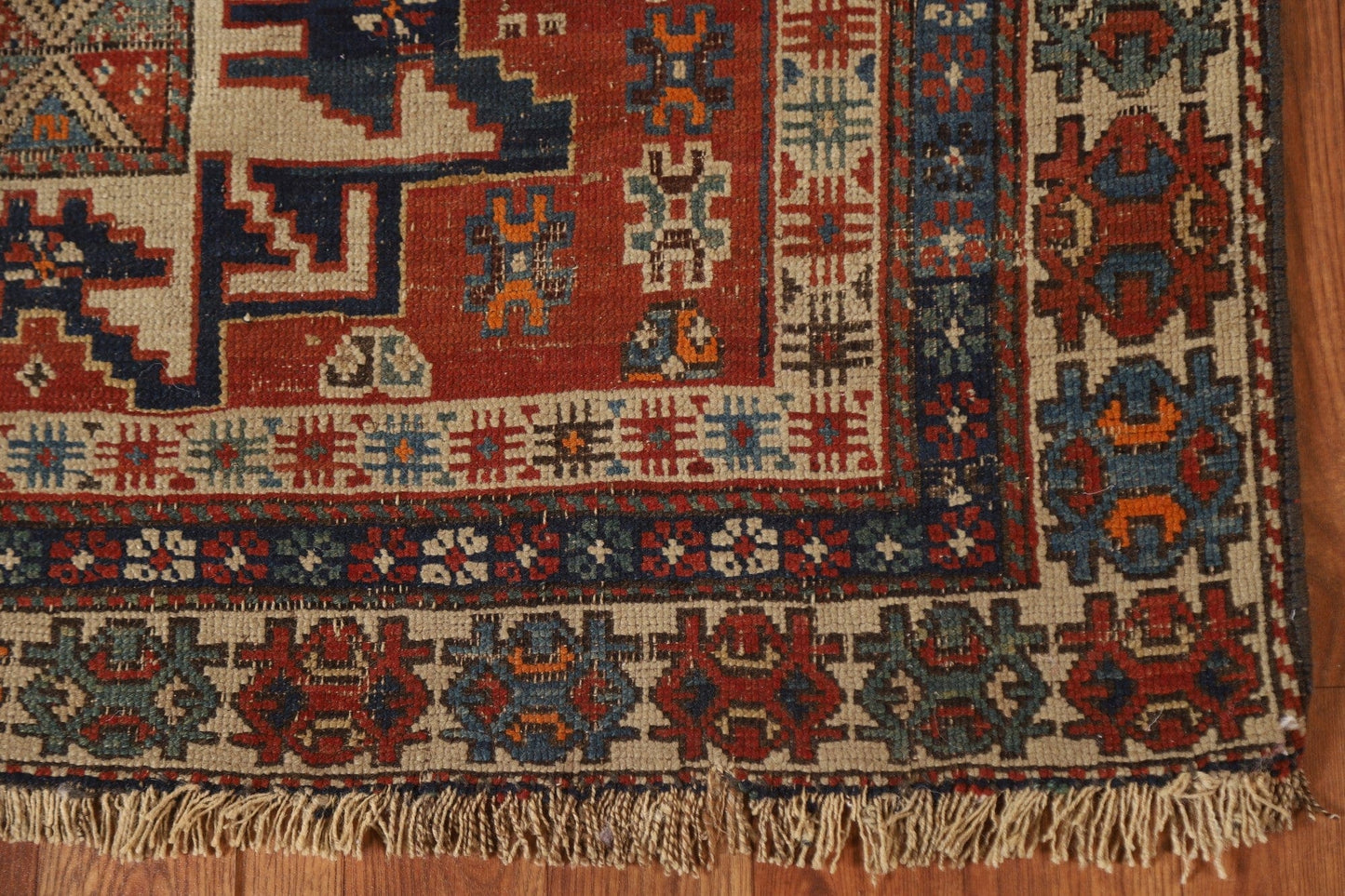 Pre-1900 Antique Vegetable Dye Kazak Caucasian Persian Rug 4x5