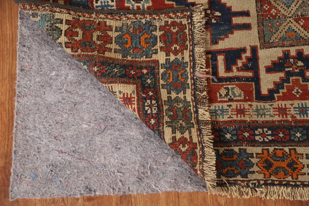 Pre-1900 Antique Vegetable Dye Kazak Caucasian Persian Rug 4x5