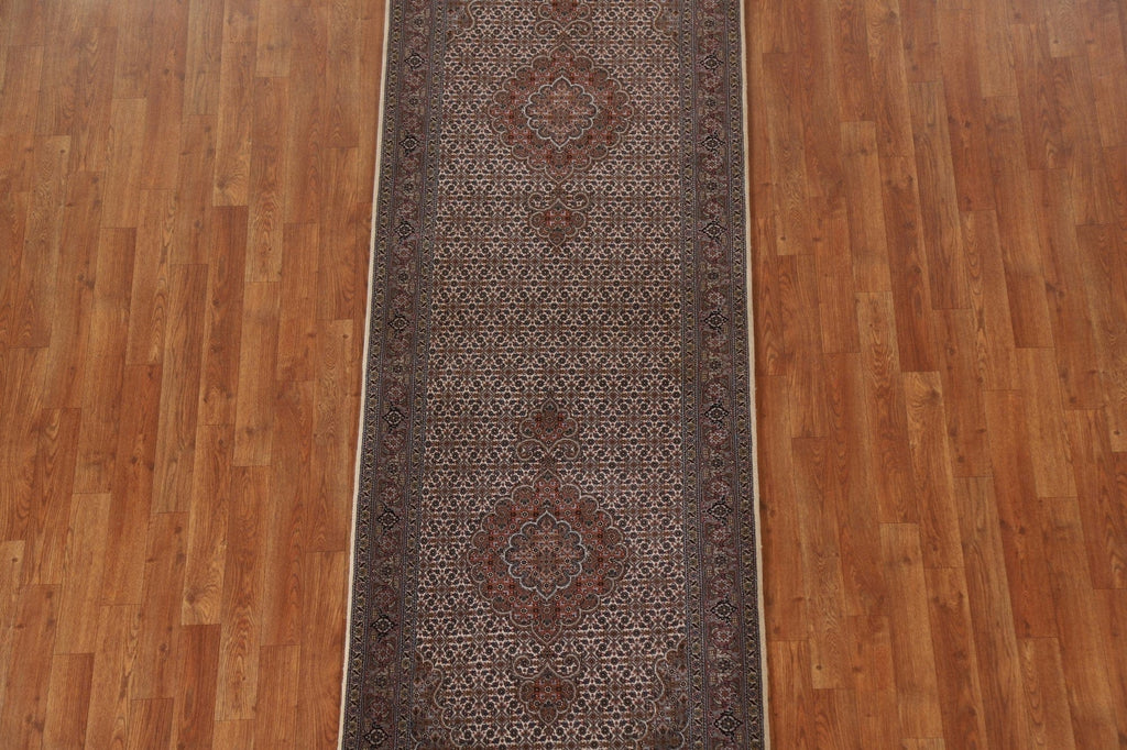 Hand-Knotted Tabriz Mahi Persian Runner Rug 3x8