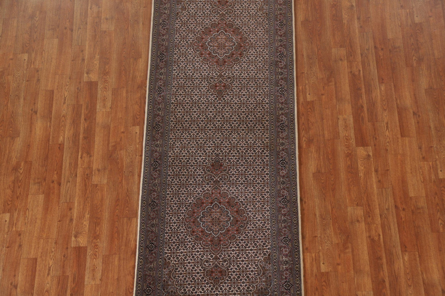 Hand-Knotted Tabriz Mahi Persian Runner Rug 3x8